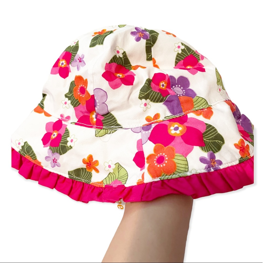 Gymboree Summer Hat Bucket Hat Pink with Flowers NWT Size 0-12 months